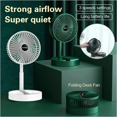 3 Gears Summer Silent Desktop Retractable Fan for Office Bedroom School USB Rechargeable Ventilator