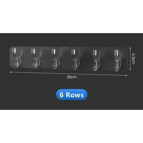 6 Row Transparent Wall Hooks