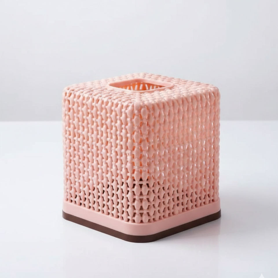 Rose Square Tissue Roll Box Plastic Decorative Tissue Holder