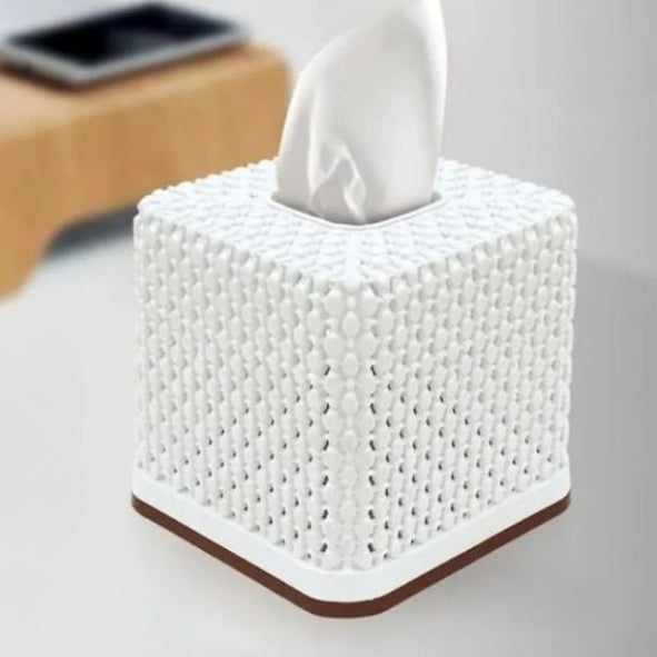 Rose Square Tissue Roll Box Plastic Decorative Tissue Holder