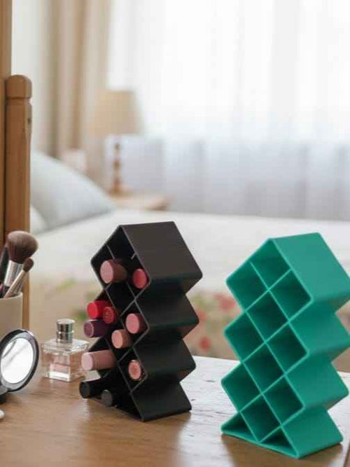 Plastic 10 Grid Lipstick Organizer with Storage Box (Random Color)