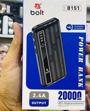Bolt Power Bank 20000mAh Dual USB, Fast & Reliable Charging