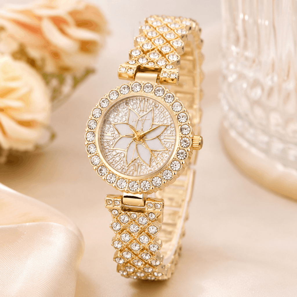 Luxury Floral Crystal Quartz Wrist Watch for Women - Renovra